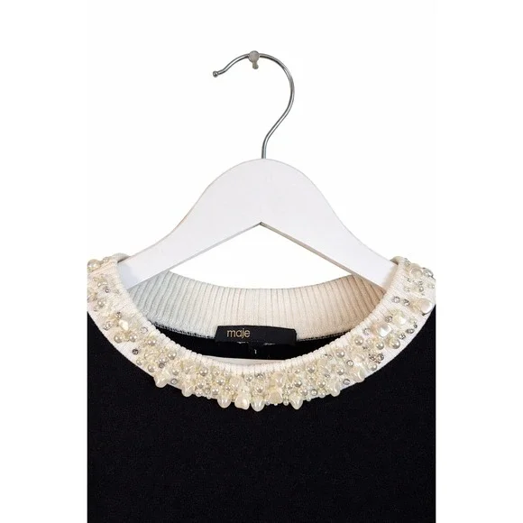 Maje sweatshirt with pearl, black in size small- Excellent condition - Picture 5 of 5